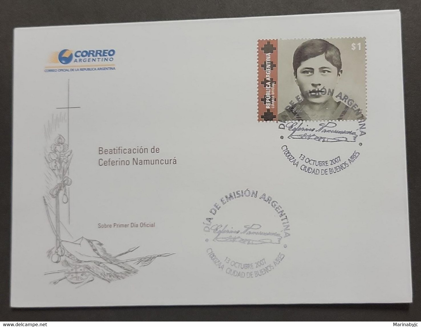 P) 2007 ARGENTINA, BEATIFICATION CEFERINO NAMUNCURA FDC, CHRISTIANITY, RELIGION, XF - Autres & Non Classés