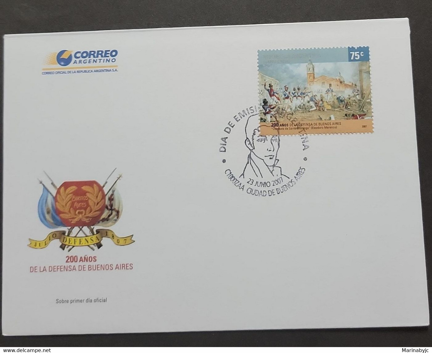 P) 2007 ARGENTINA, DEFENCE OF BUENOS AIRES FDC, CELEBRATION TWO CENTURIES, COMBAT SANTO DOMINGO, XF - Autres & Non Classés