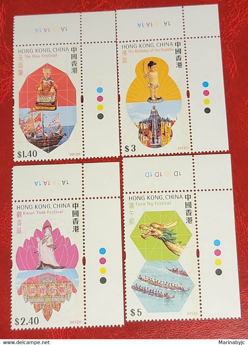 P) 2012 HONG KONG, FESTIVALS TIN HAU, BIRTHDAY BUDDHA, KWUN YUM, TUEN NG, MARGIN CORNER SHEET, COLOR GUIDE, COMPLETE - Sonstige & Ohne Zuordnung