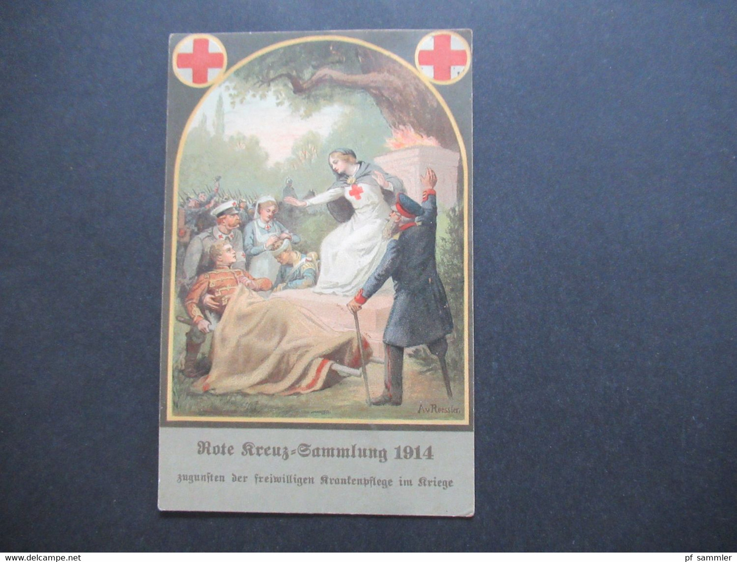 DR 1914 AK Rote Kreuz Sammlung 1914 Zugunsten Der Freiwilligen Krankenpflege Im Kriege Orts Postkarte Detmold - Croce Rossa