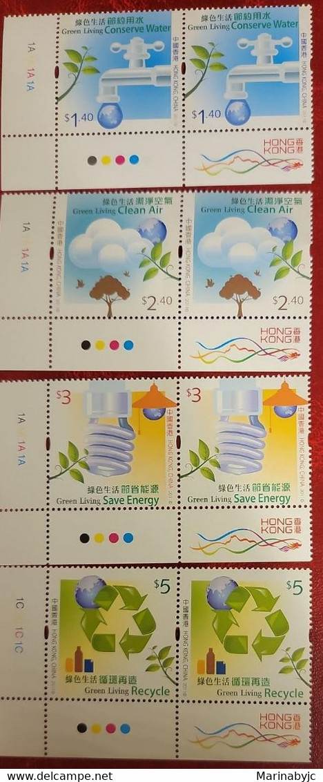P) 2011 HONG KONG, TWO COMPLETE SERIES, GREEN LIVING, MARGIN CORNER SHEET, COLOR GUIDE, MNH - Otros & Sin Clasificación
