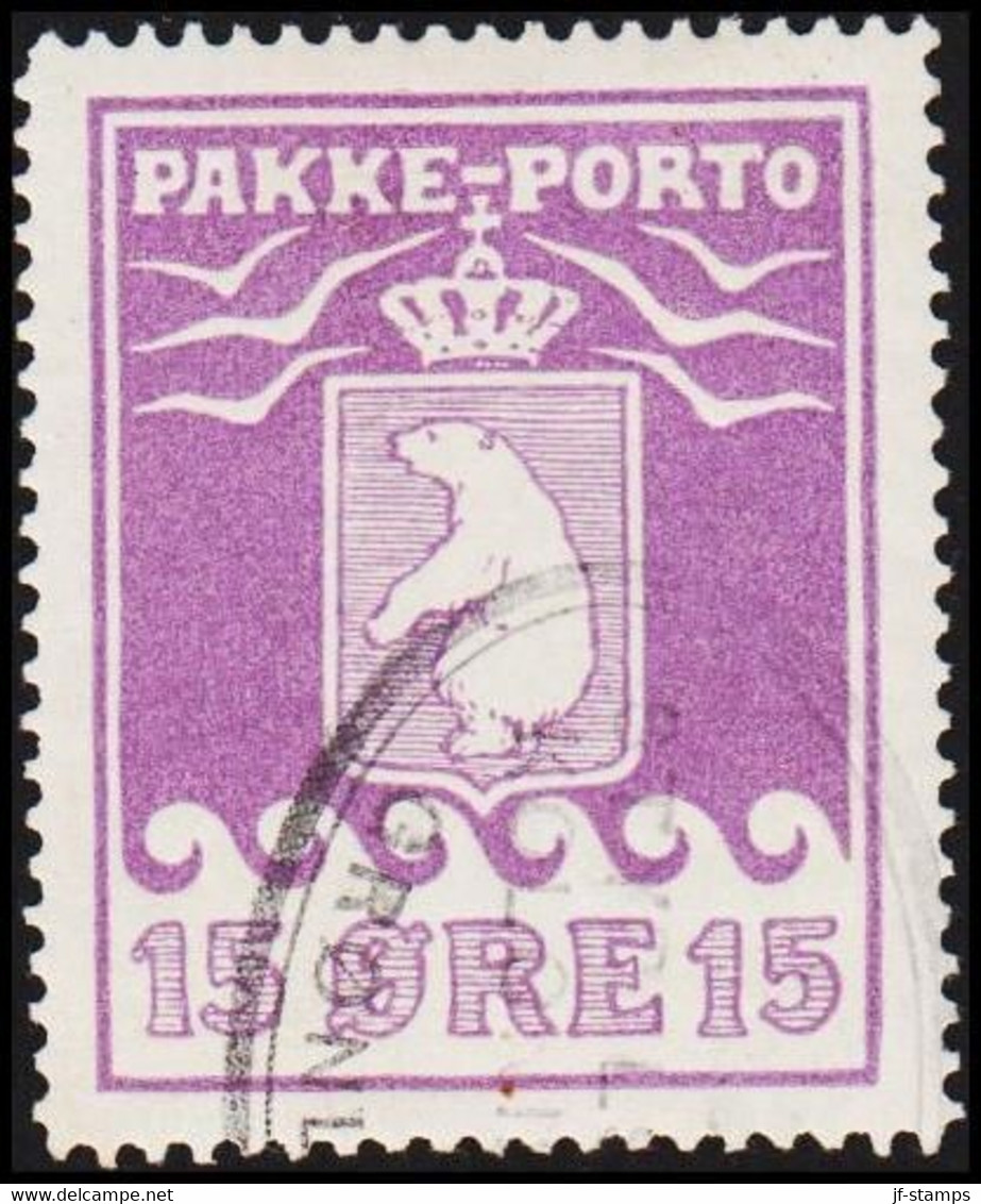 1916. PAKKE PORTO. 15 øre Violet. Thiele. Perf 11 ½.  (Michel 8A) - JF514049 - Paquetes Postales