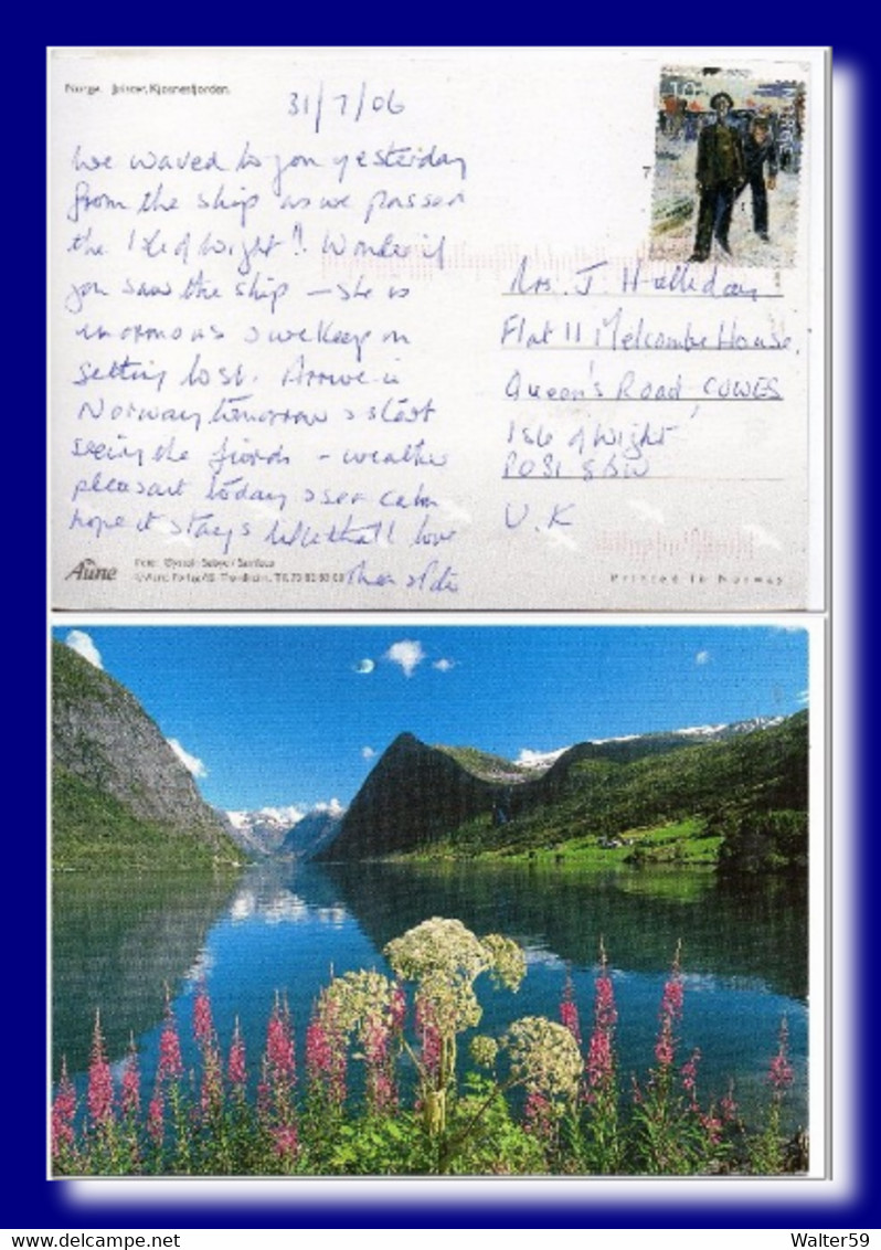 2006 Norwegen Norway Norvege Postcard Jolster Kjosnesfjorden Posted To England Carte Ak - Storia Postale