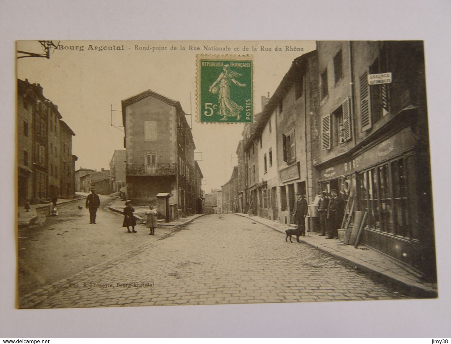 LOIRE-BOURG ARGENTAL-ROND POINT DE LA RUE NATIONALE ET DE LA RUE DU RHONE ED E.CHAREYRE ANIMEE - Bourg Argental