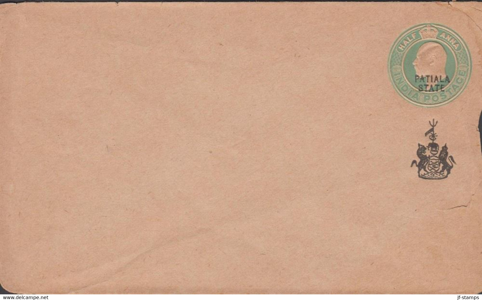 1902. PATIALA STATE. Envelope (tears) EDWARD VII HALF ANNA  - JF427571 - Chamba