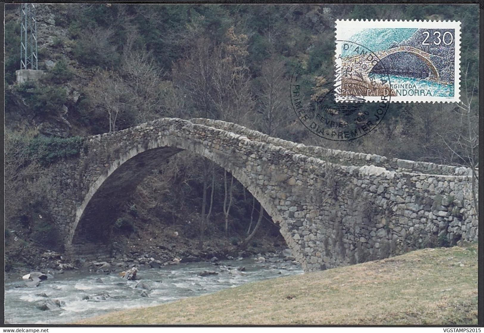 Andorre 1990-Andorre-Française- Yvert Nr.:  385 On Carte Maximum Photo. Theme: Pont/Romanique.... (VG) DC-10246 - Usati