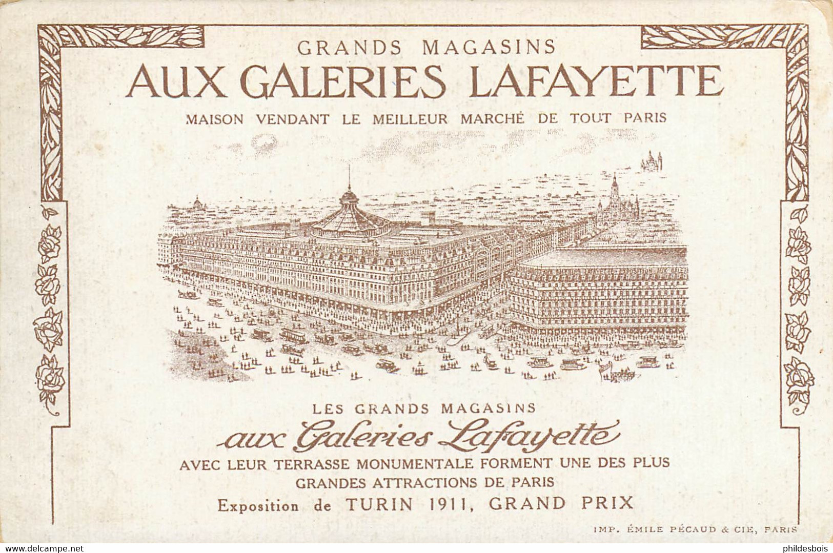 CARTE PUBLICITAIRE  Aux Galeries Lafayette Daniel De FOË - Publicité