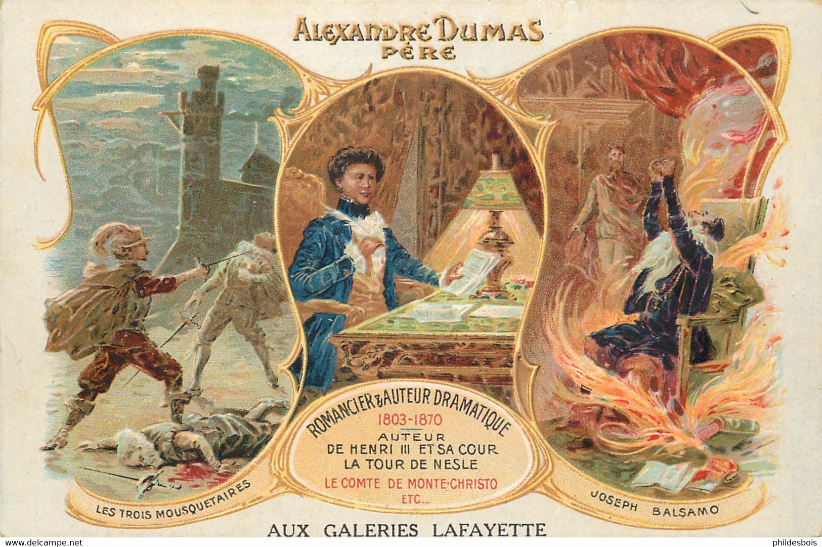 CARTE PUBLICITAIRE  Aux Galeries Lafayette Alexandre DUMAS - Publicité