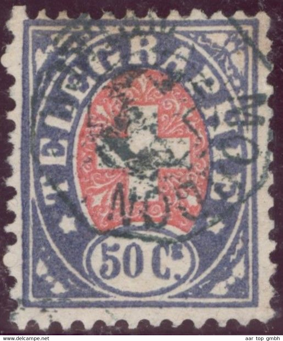 Heimat VD MOUDON ~1885 Telegraphen-Stempel Auf 50 Ct.Telegraphen-Marke Zu#16 - Télégraphe