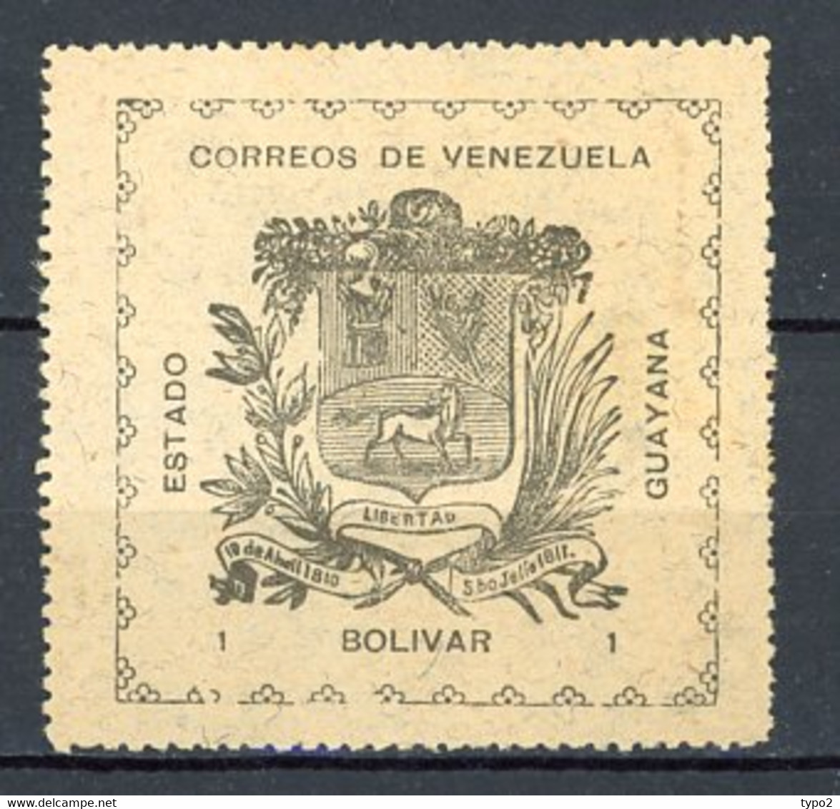 VENEZUELA - 1903  Yv. N°86 (*) 1b Noir S Gris  Etat De Guyana   Cote   80€  BE   2 Scans - Venezuela