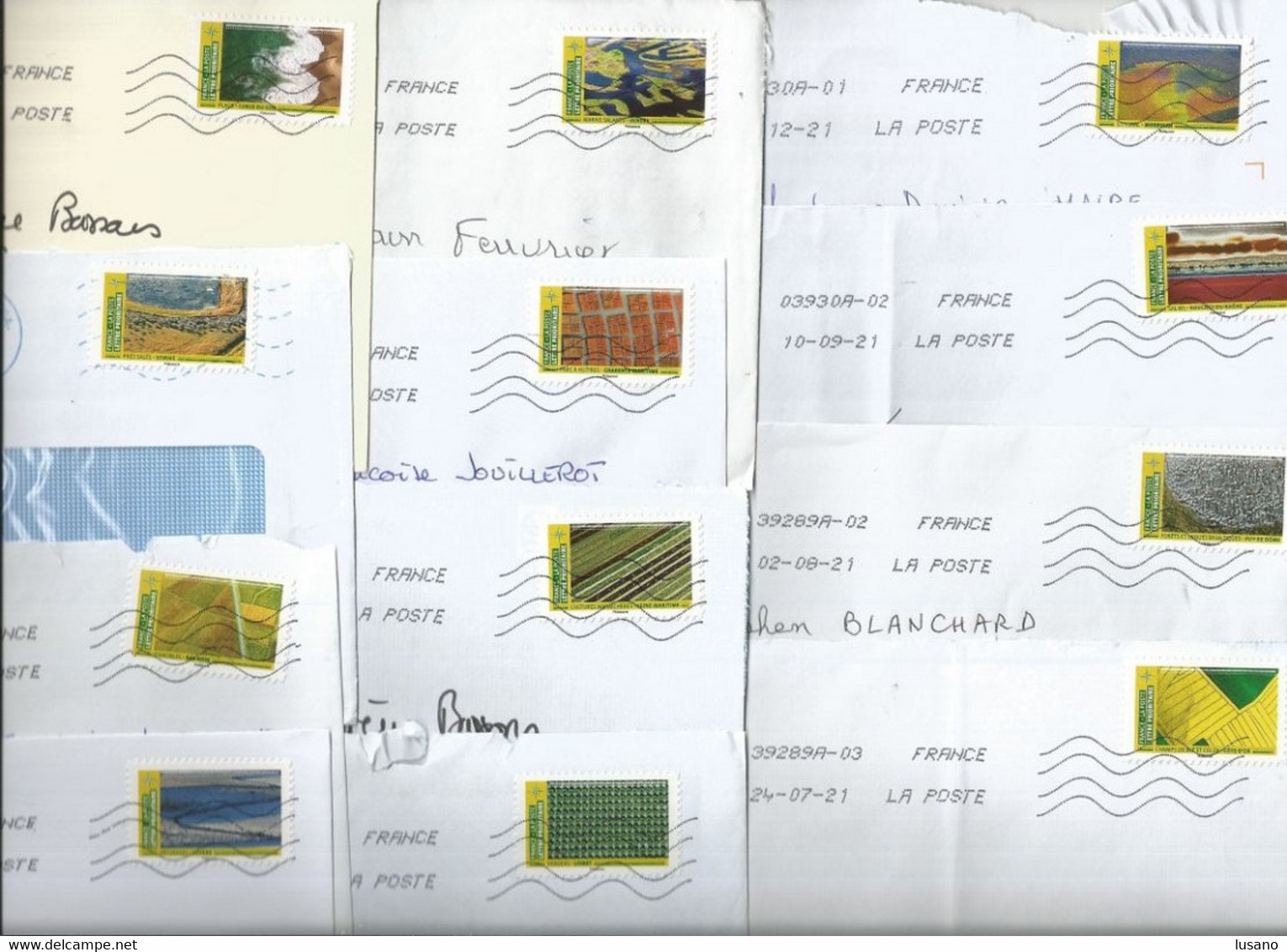 Série Complète De 12 Timbres Autoadhésifs "Mosaïque De Paysages" Sur Enveloppes - Lettres & Documents