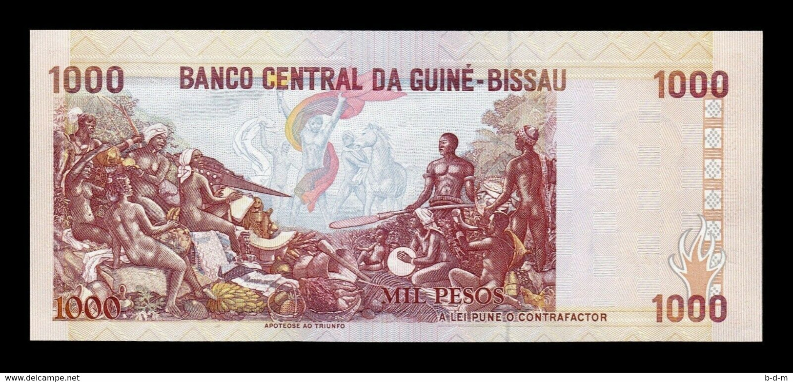 Guinea Bissau 1000 Pesos 1993 Pick 13b Nice Serial SC- AUNC - Guinea-Bissau