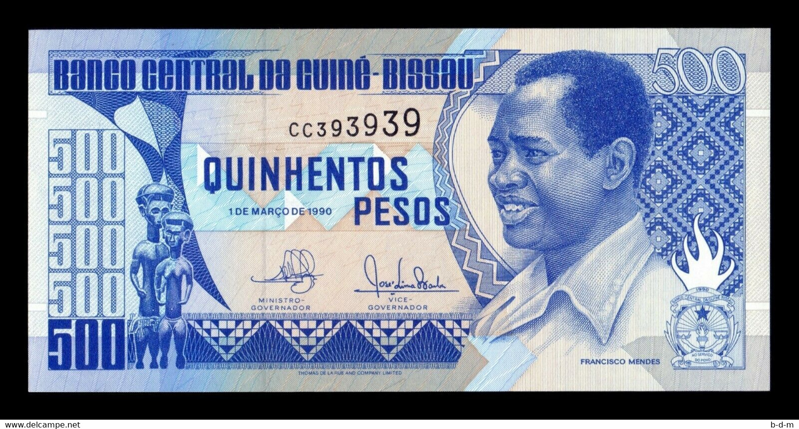 Guinea Bissau 500 Pesos 1990 Pick 12 Nice Serial SC UNC - Guinea-Bissau