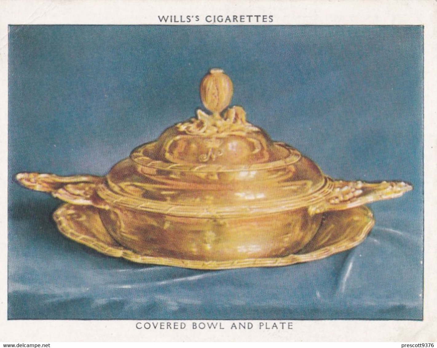 The Kings Art Treasures, 1938 - 32 Covered Bowl & Plate - Wills Cigarette Card - Original - L Size - Furniture - Wills