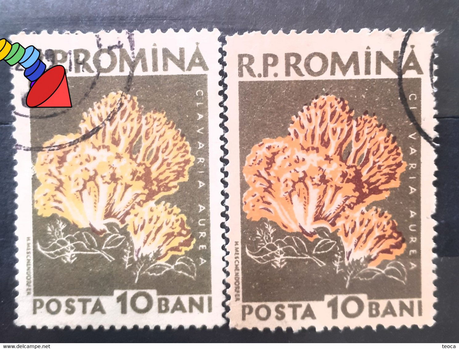 Errors Romania 1958  Mi 1722 Printed Different Color Yellow Mushrooms Used - Plaatfouten En Curiosa