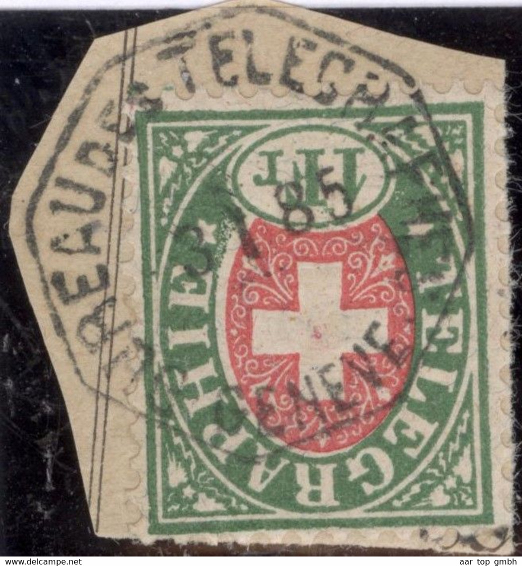 Heimat GE GENÈVE 1885-01-03 Telegraphen-Stempel Auf 1Fr.Telegraphen-Marke Zu#17 Briefstück - Telegraph