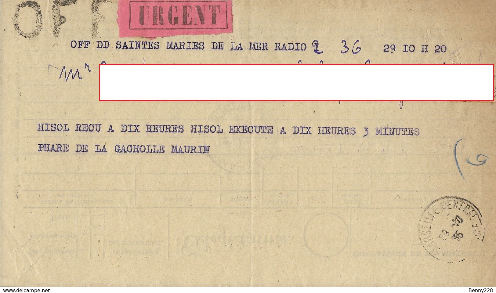 RARE - TELEGRAMME URGENT - 1936 - Sin Clasificación