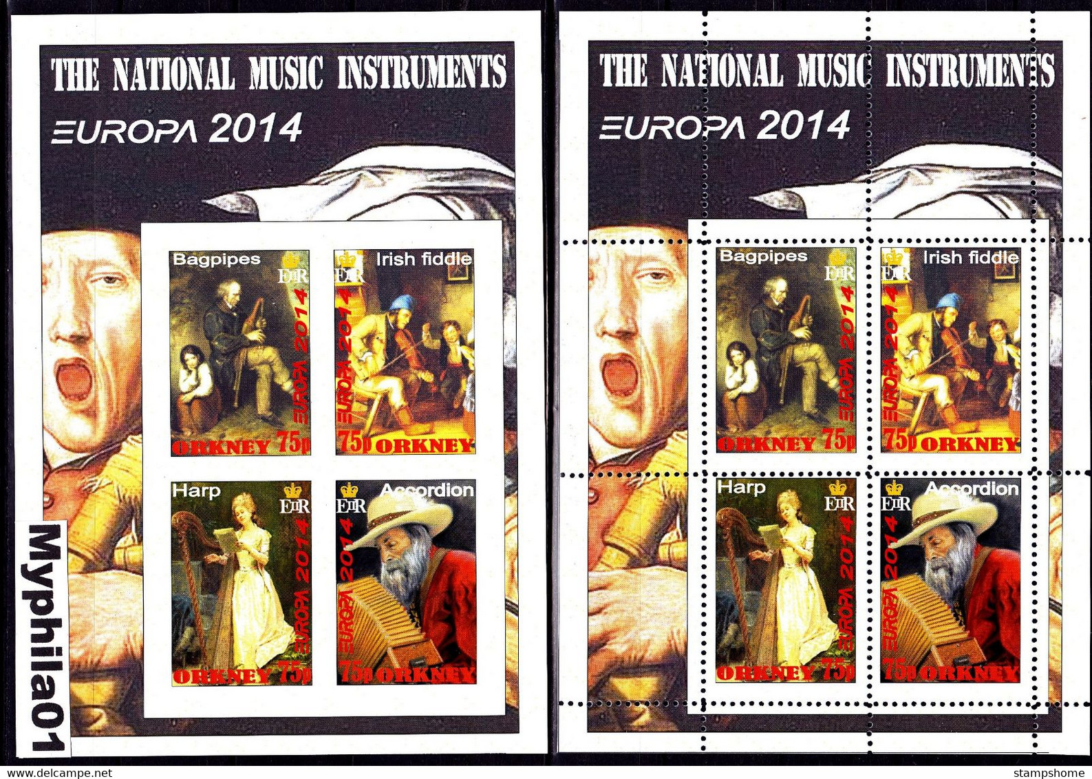 Orkney - 2014 - Europa Thema & Music - 2.Mini S/Sheet (imp.+perf.) Private İssue ** MNH - Local Issues