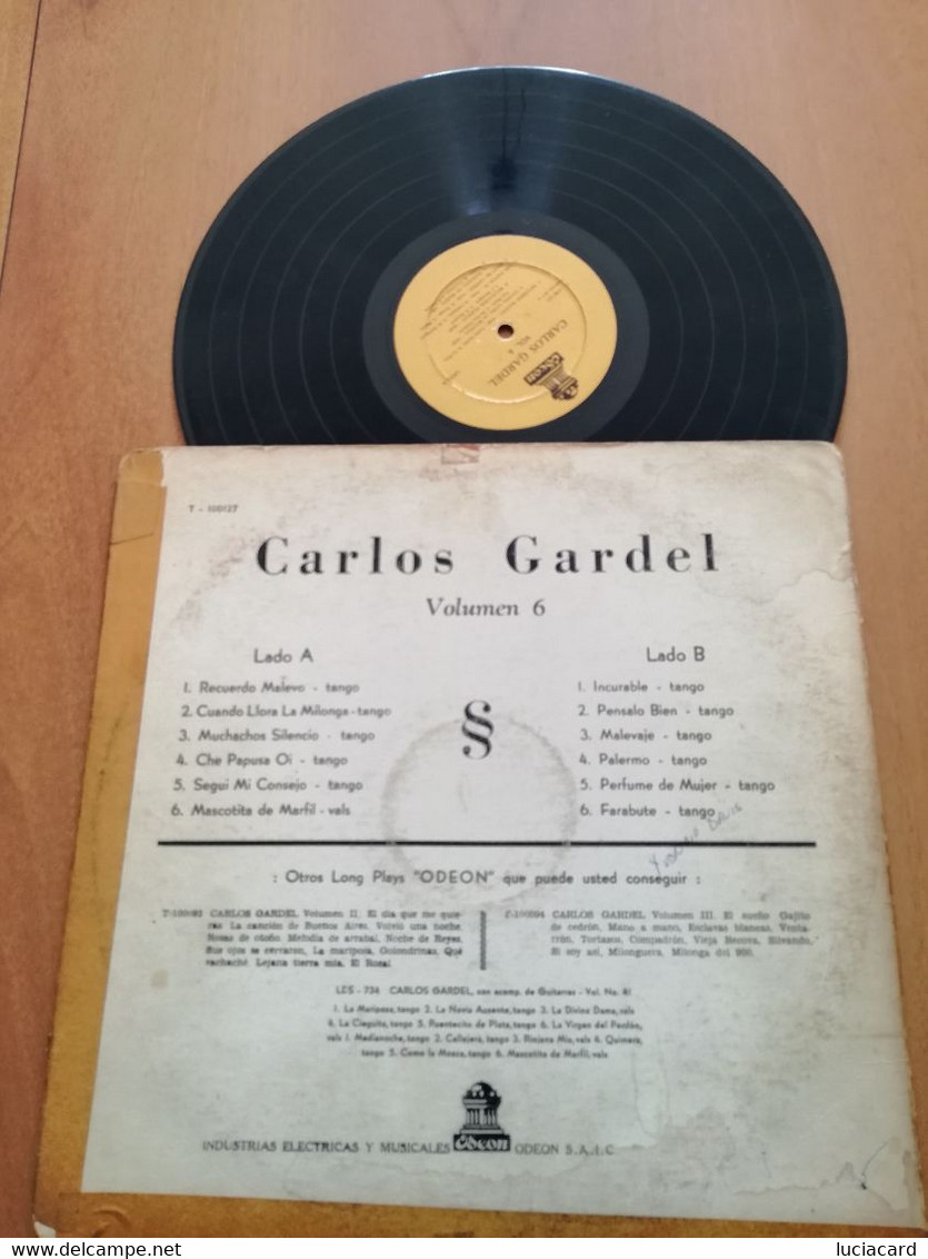 CARLOS GARDEL -RECUERDO MALEVO VOL. 6 LP 33 VINILE VINYL DISCO RARE - Autres - Musique Espagnole