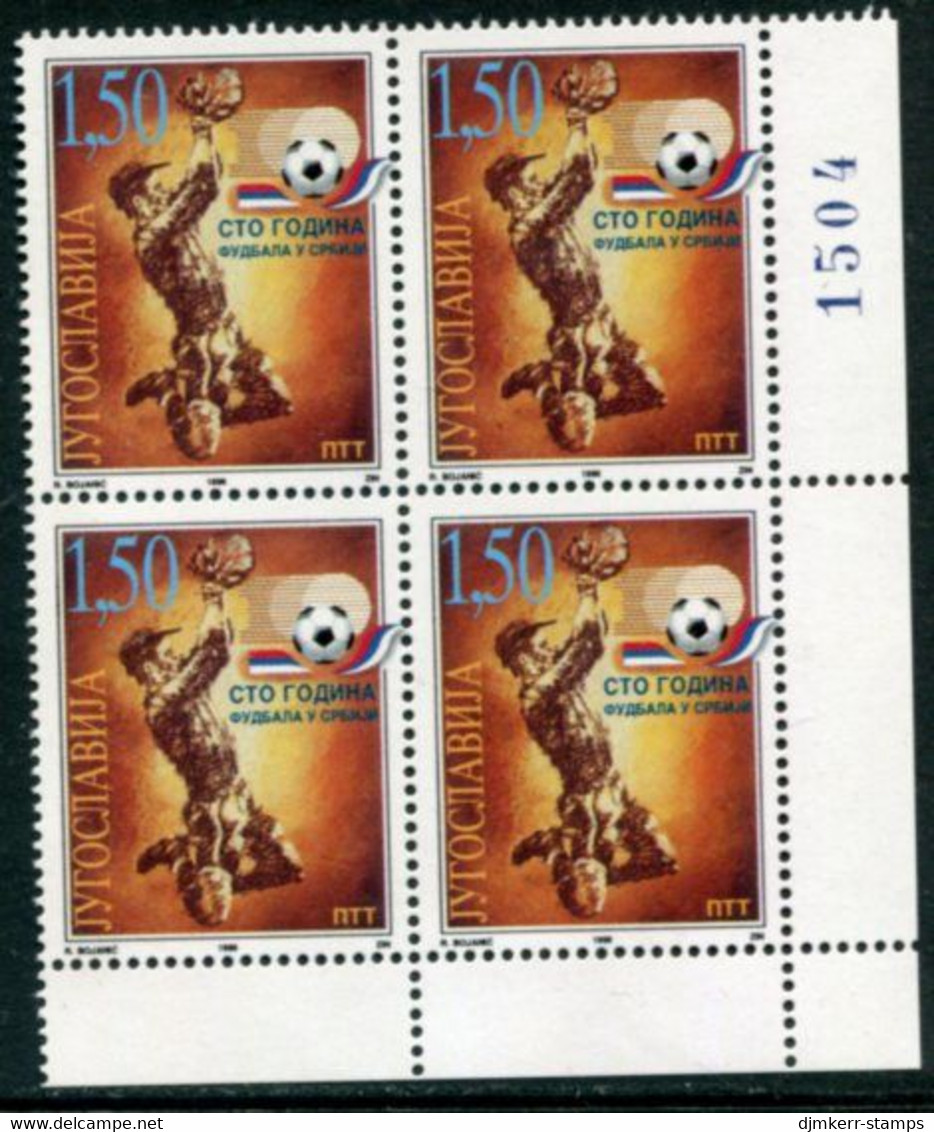 YUGOSLAVIA 1996 Serbian Football Centenary Block Of 4 MNH / **.  Michel 2798 - Ongebruikt
