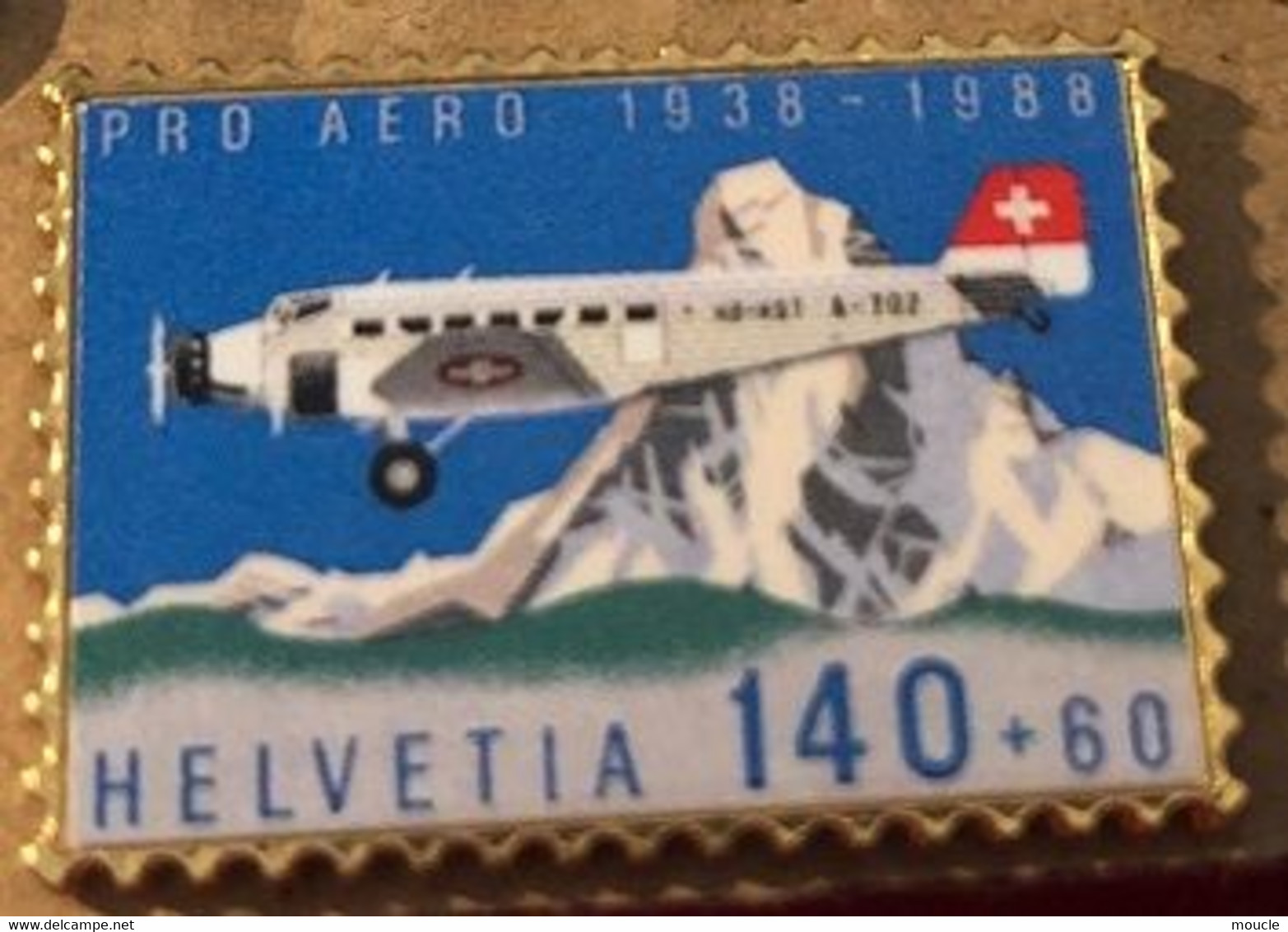 AVION - PLANE - FLUGZEUG - AEREO - HELVETIA 140+60 - CERVIN - PRO AERO 1938/1988  - SUISSE - SCHWEIZ -SWITZERLAND-(BLEU) - Avions
