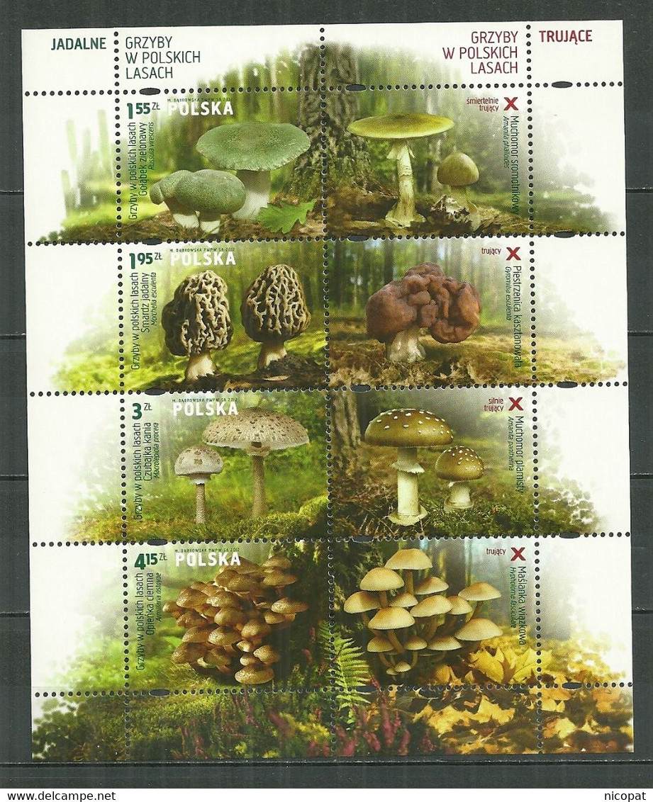 POLAND MNH ** 4286-4289 Champignon Mushroom Pilz - Feuilles Complètes