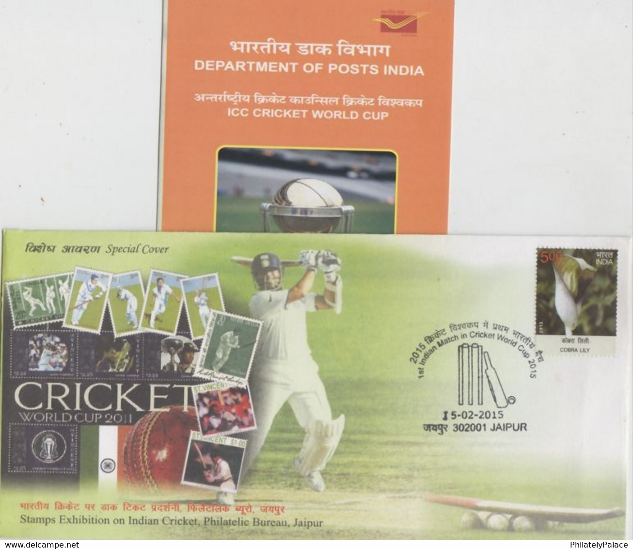 India 2015 Cricket Stamps Printed Sachin Tendulkar Special Cover + Information Sheet(**) Inde Indien - Cartas & Documentos