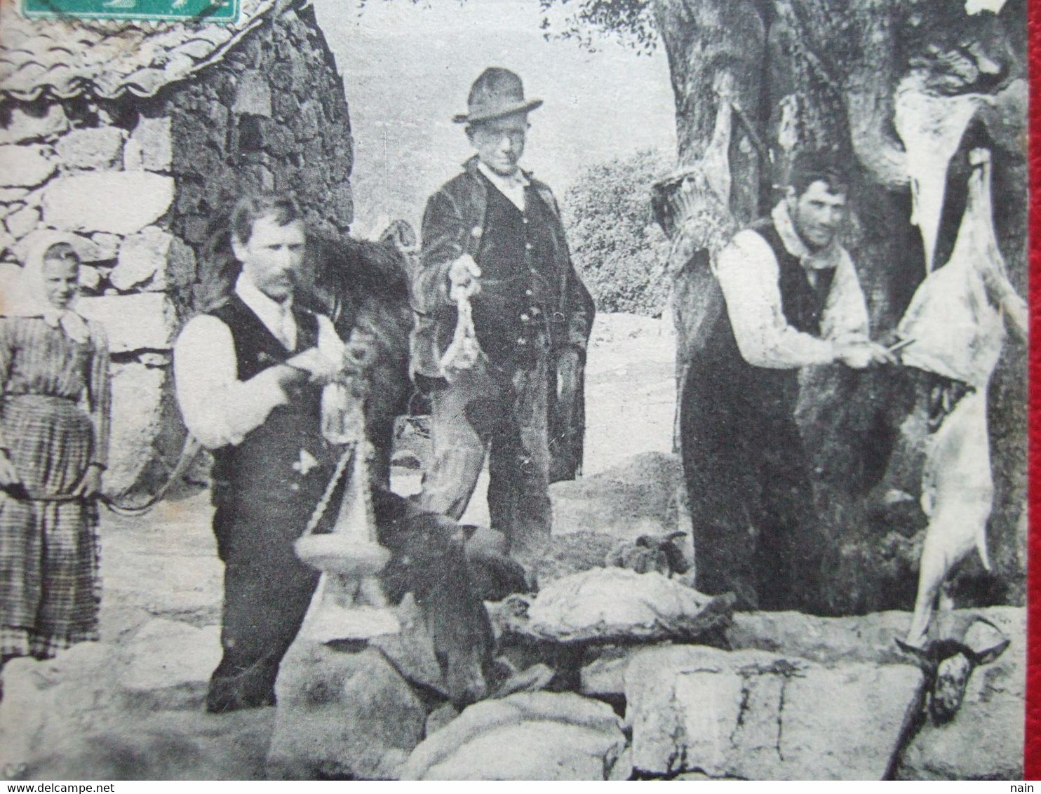 20 - B - RUTALI - CORSE - TYPES - " UNE BERGERE " - BOUCHERIE EN PLEINE AIR - ENVOYÉ DE " MURATO " -  LEGENDE TRES RARE - Otros & Sin Clasificación