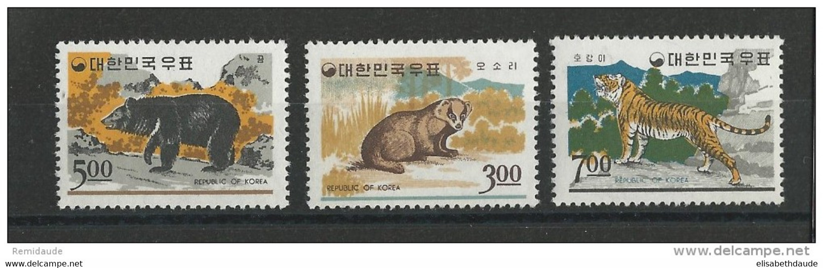 KOREA - YVERT N° 448/450 ** - MNH - OURS - TIGRE .. WILD ANIMALS - Corea Del Sur