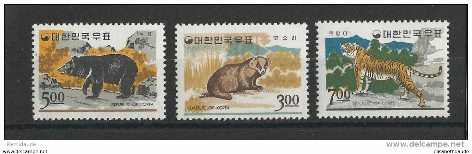 KOREA - YVERT N° 448/450 ** - MNH - OURS - TIGRE .. WILD ANIMALS - Corée Du Sud