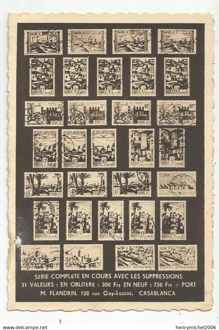 Timbres Maroc Représentation Série Complète En Cours  Avec Les Suppressions Par Flandrin Casablanca - Briefmarken (Abbildungen)