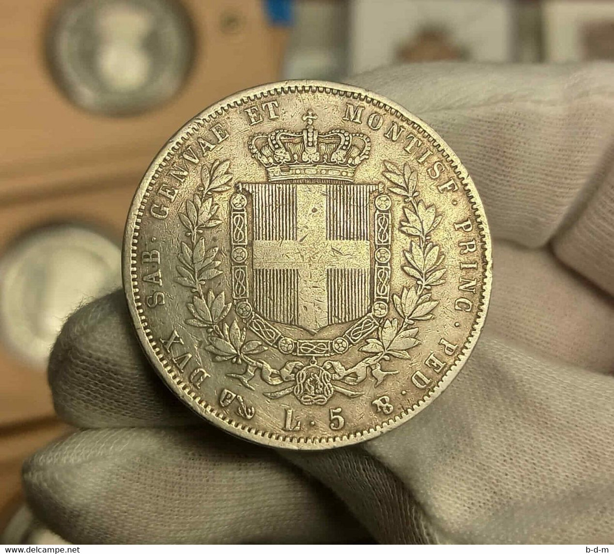 Italia Vittorio Emmanuel II - 5 Lire 1851 P Km 144 Plata - Altri & Non Classificati