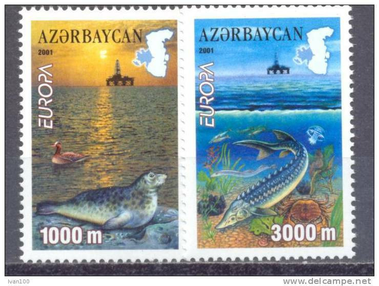 2001. Azerbaijan, Europa 2001, 2v, Mint/** - Azerbaiján