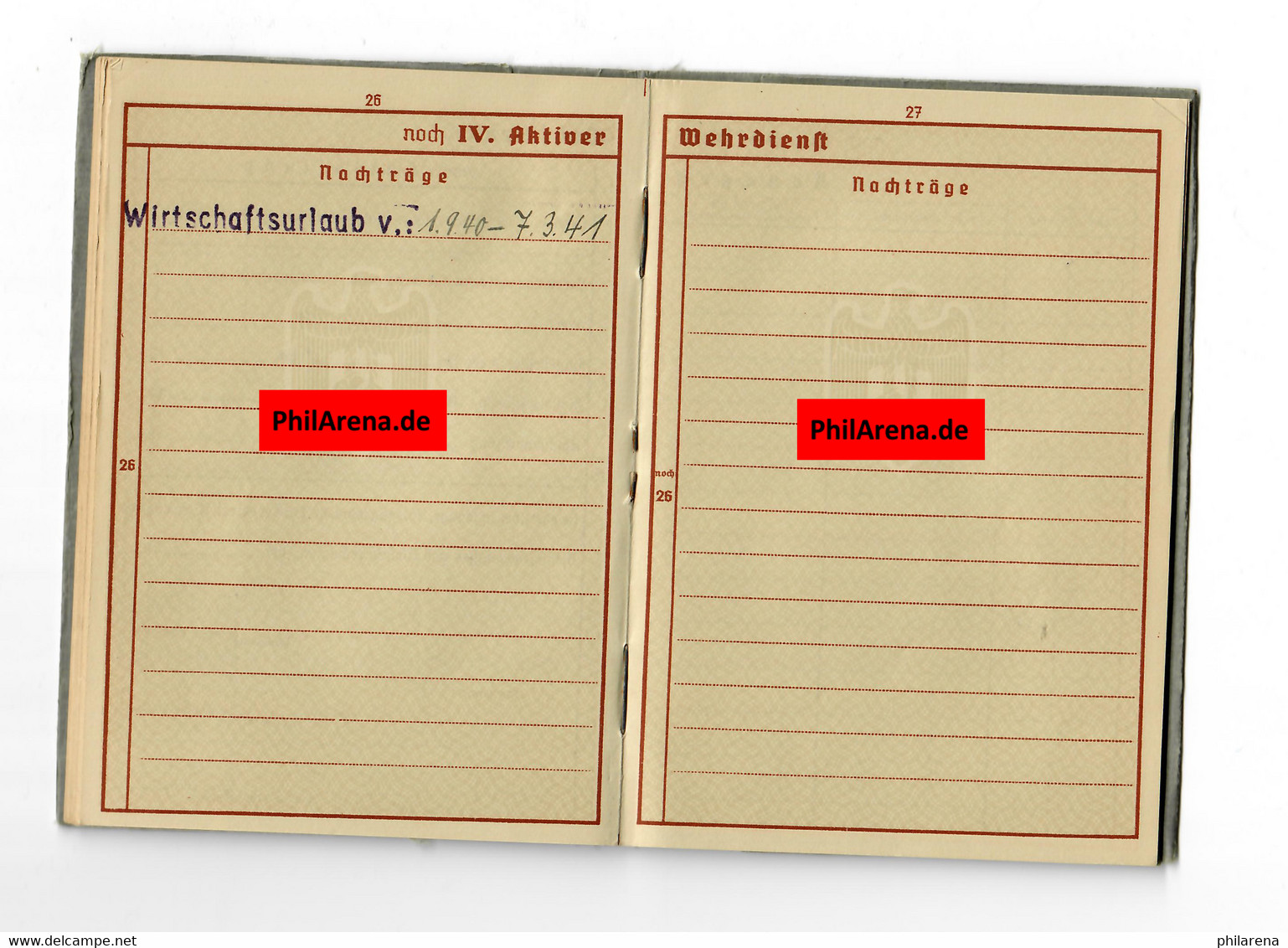 Wehrpass, ab August 1939 - 1942, Sanitätsdienst mit Zusatzausweis