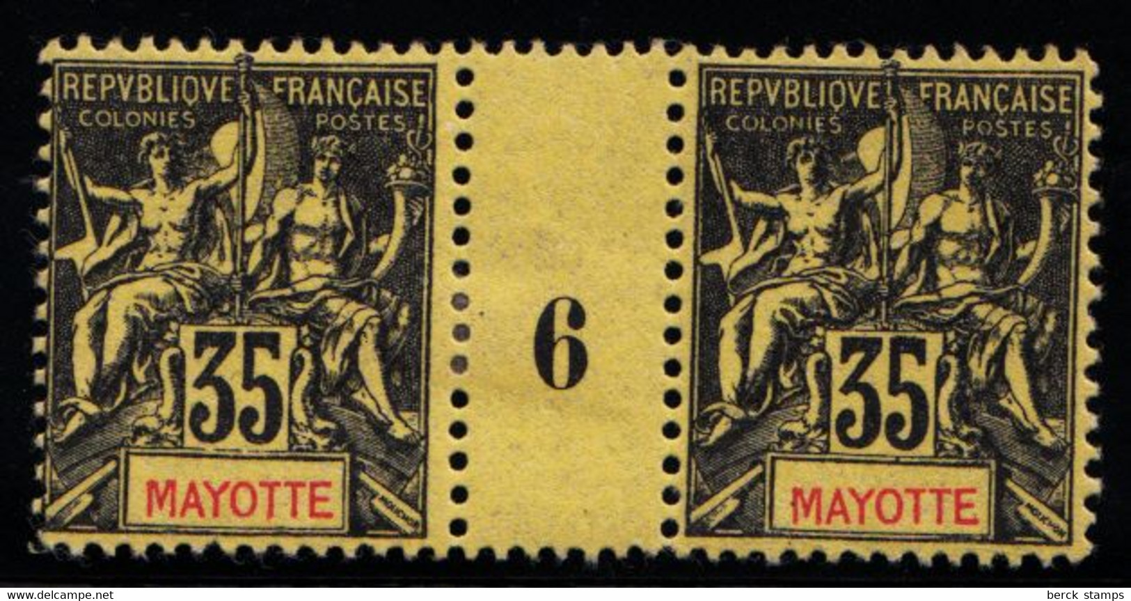 MAYOTTE - N° 18 - 35c Noir/Jaune - MILLESIME 6. - Ungebraucht