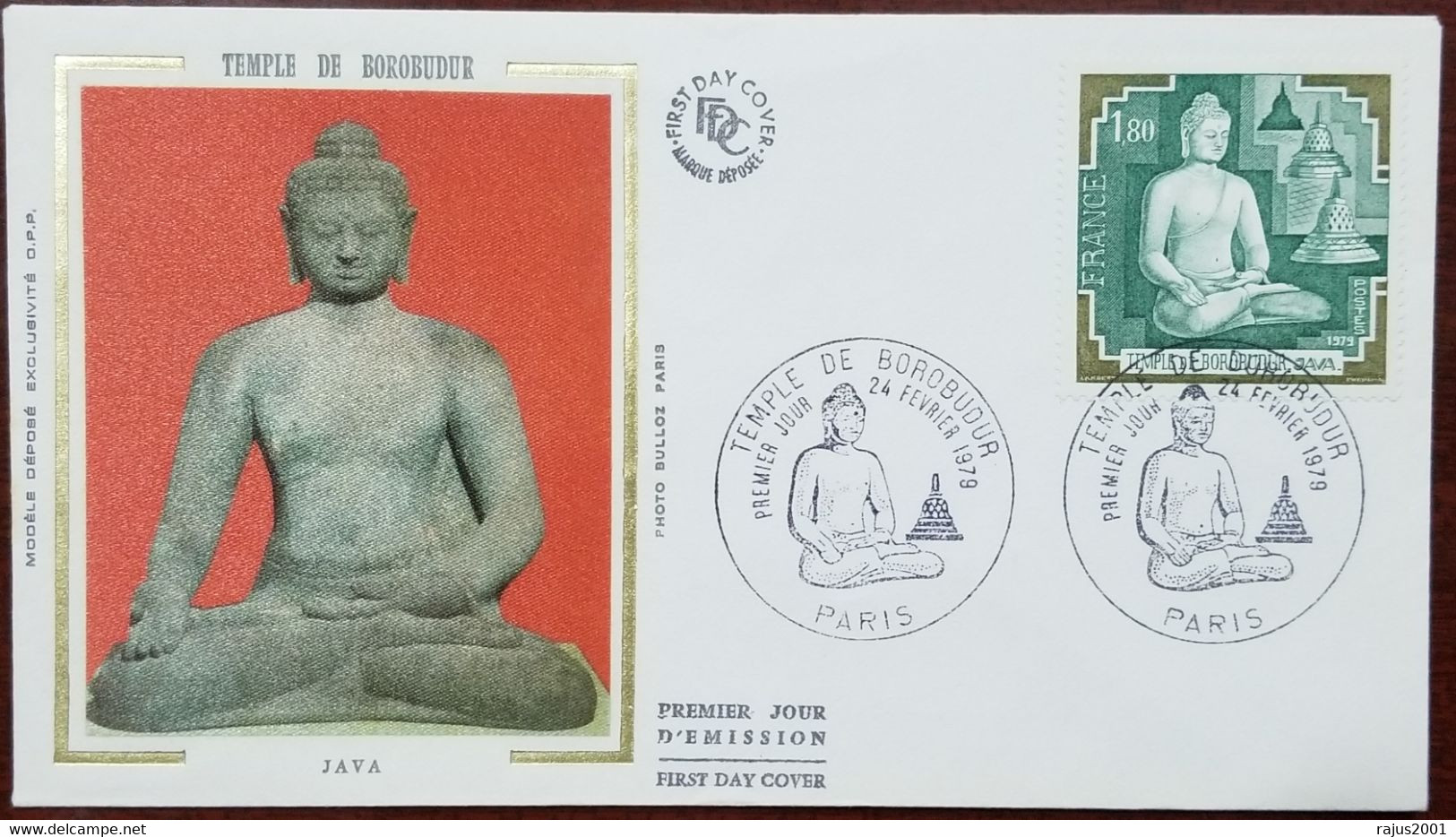 Buddha, Buddhism, Temple Of Borobudur, The World's Largest Buddhist Temple, Silk Cachet FDC - Buddhism