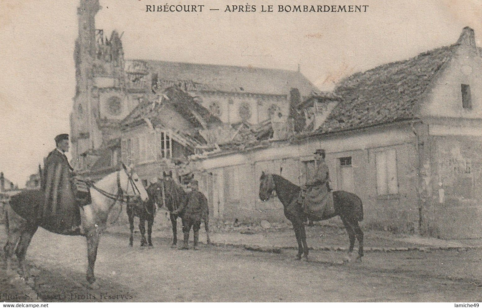 RIBECOURT Après Le Bombardement Circulée 1915 (cavalier Militaire Cheval ) - Ribecourt Dreslincourt