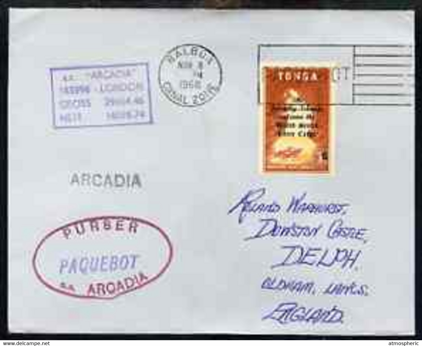 Tonga Used In Balboa (Canal Zone) 1968 Paquebot Cover To England Carried On SS Arcadia With Various Paquebot And Ships C - Tonga (1970-...)