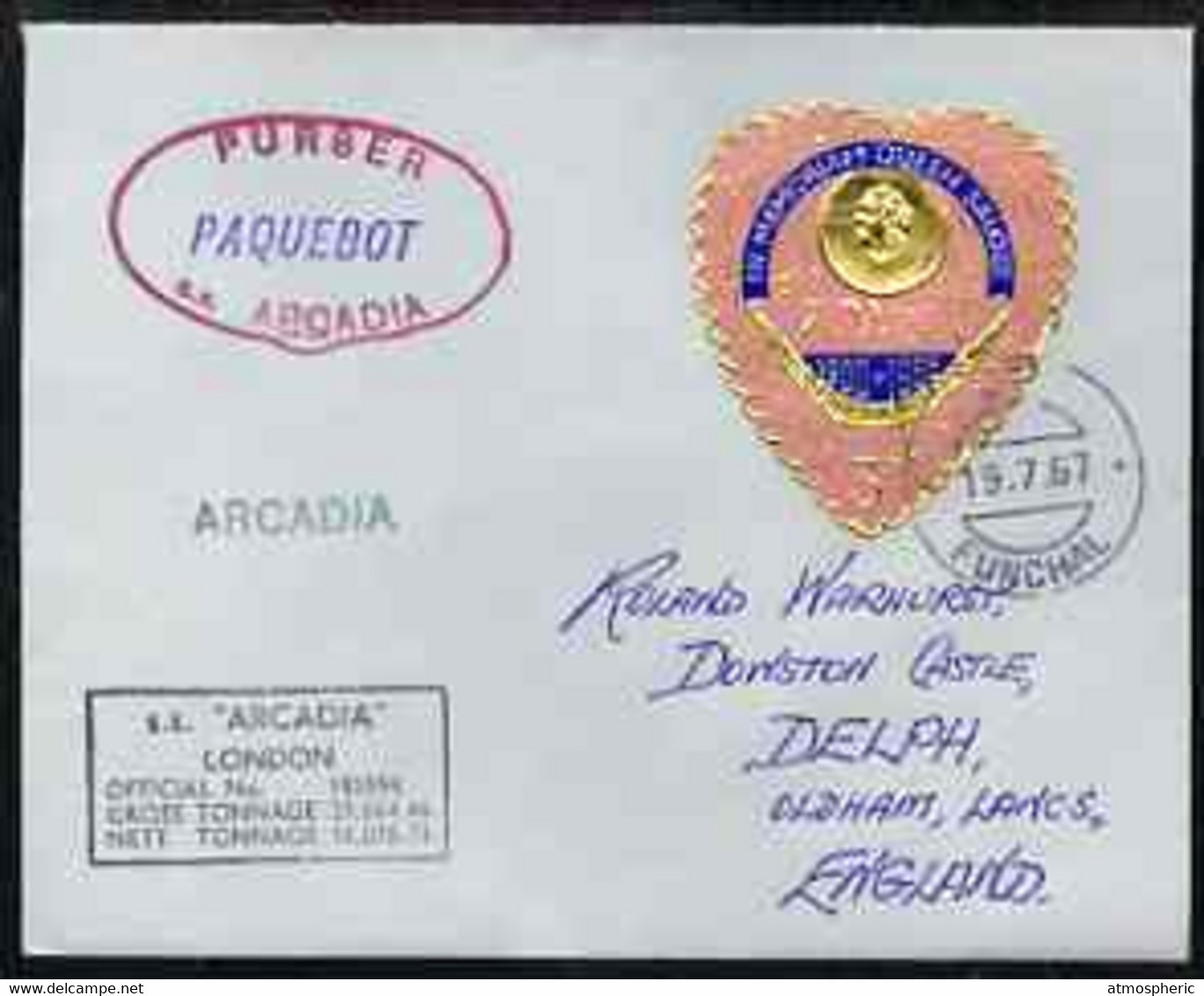 Tonga Used In Funchal (Portugal) 1967 Paquebot Cover To England Carried On SS Arcadia With Various Paquebot And Ships Ca - Tonga (1970-...)