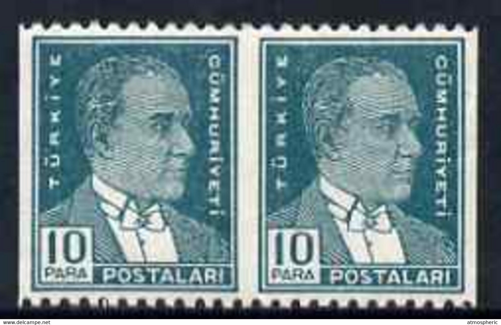 Turkey 1931 Ataturk 1st Def 10 Para Green Horiz Pair With Vert Perfs Omitted Unmounted Mint, SG 1122var - Nuevos