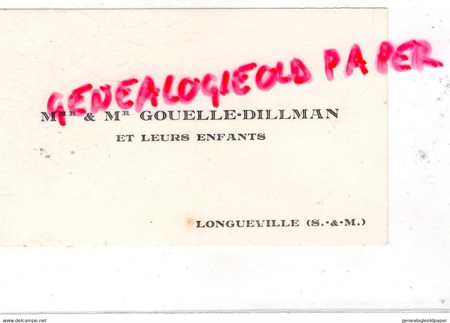 77- LONGUEVILLE - FAIRE PART MARIAGE GINETTE GOUELLE -PIERRE VASELAIRE -14 OCTOBRE 1950- A LA CHAPELLE + CARTE VISITE - Wedding