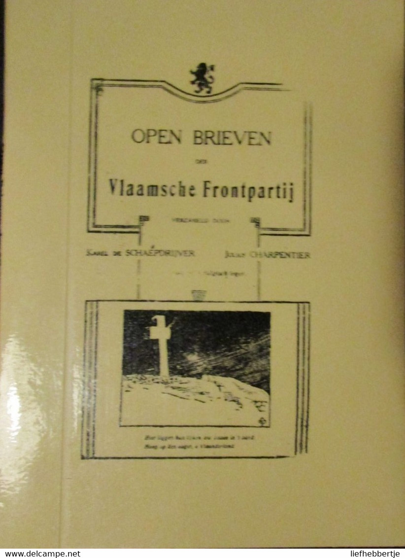 Open Brieven Der Vlaamsche Frontpartij - Heruitgave - Over Vlaamse Beweging - Guerra 1914-18