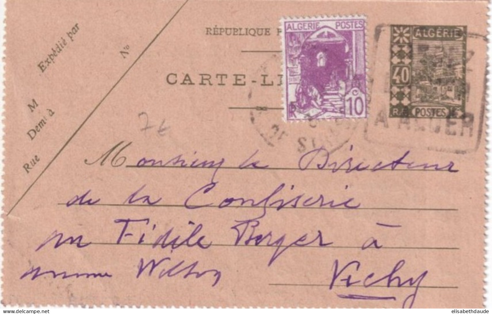 1933 - ALGERIE / OBLITERATION DAGUIN - CARTE-LETTRE ENTIER De ALGER => FRANCE - Covers & Documents