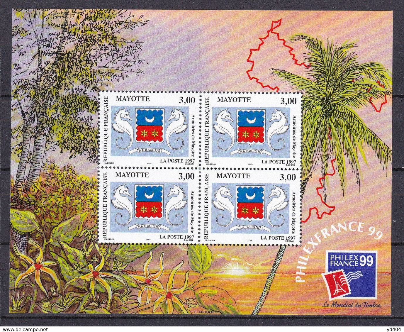 CF-YT-50 – MAYOTTE – BLOCKS – 1999 – PHILEXFRANCE 99 - Y&T # 1 MNH 12 € - Hojas Y Bloques