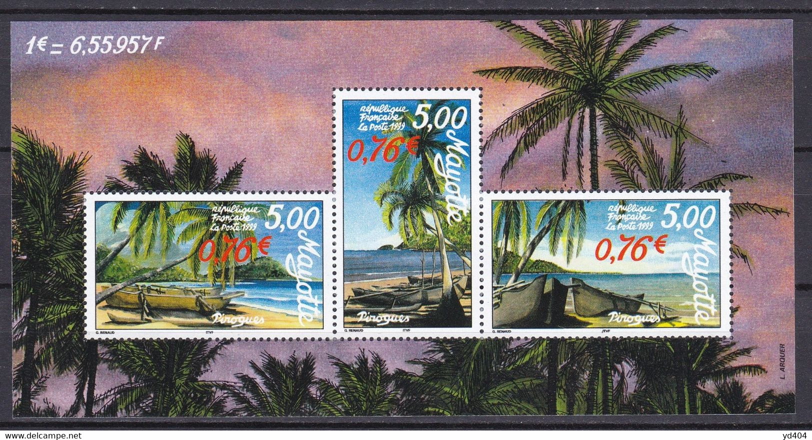 CF-YT-51 – MAYOTTE – BLOCKS – 1999 – PIROGUES - Y&T # 2 MNH 13,50 € - Blocs-feuillets