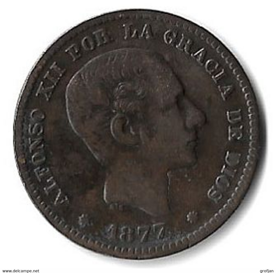 Spanien - Spain - 5 Centimos 1877 - Münzen Der Provinzen