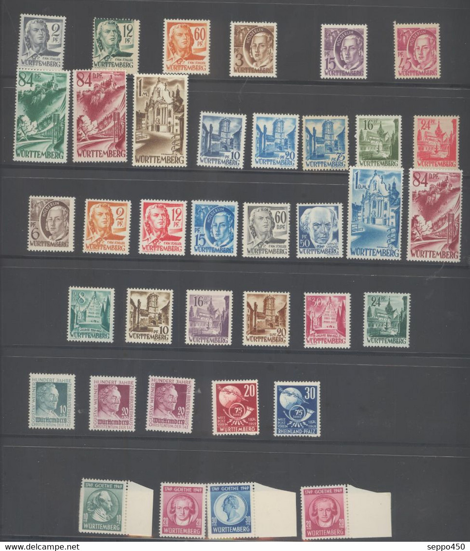 LOT TIMBRES OCCUPATION FRANCAISE WURTTEMBERG/RHEINLAND-PFALZ/BADEN/DEUTCH REICH SURCHARGER ELFAG ROTHRINGEN BRIEKMARKEN. - Altri & Non Classificati