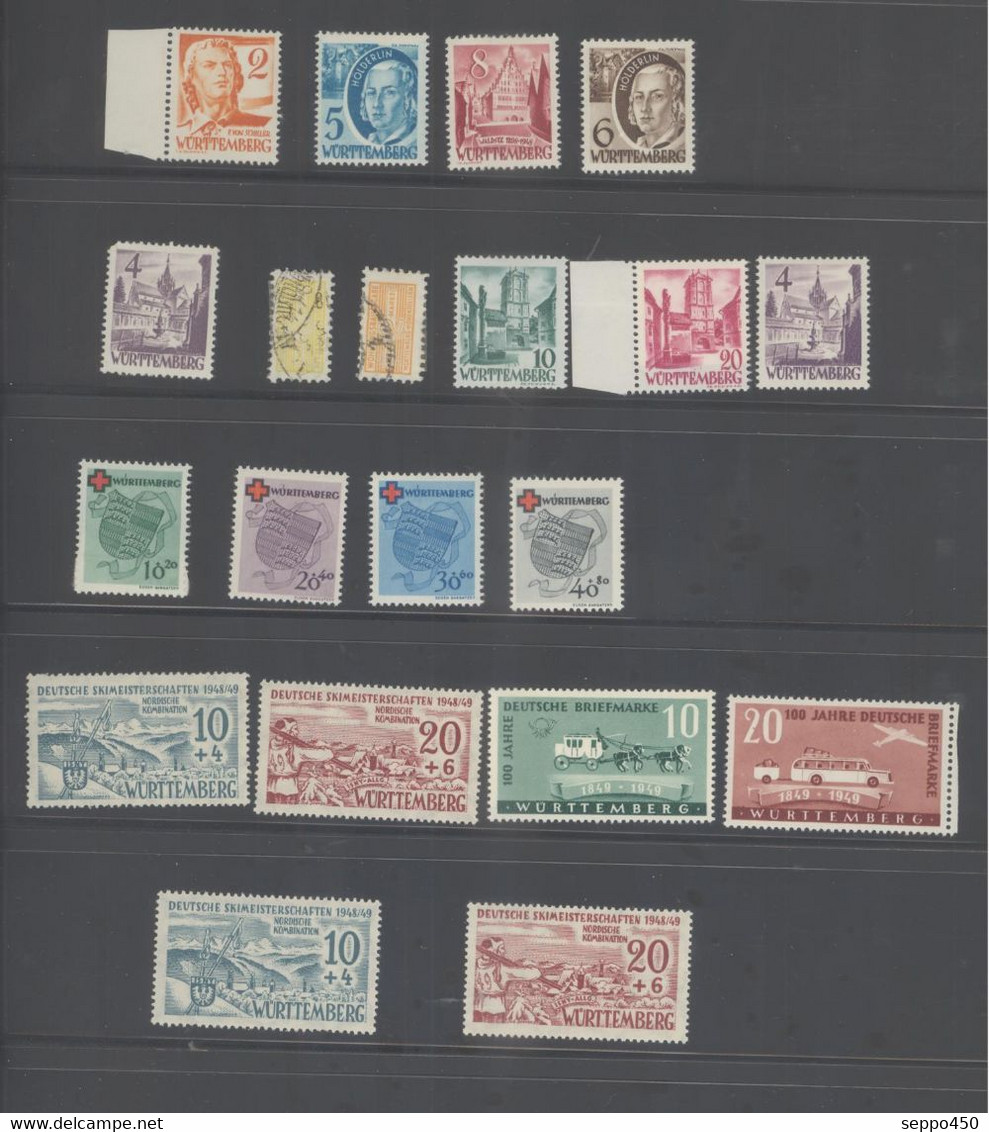 LOT TIMBRES OCCUPATION FRANCAISE WURTTEMBERG/RHEINLAND-PFALZ/BADEN/DEUTCH REICH SURCHARGER ELFAG ROTHRINGEN BRIEKMARKEN. - Altri & Non Classificati