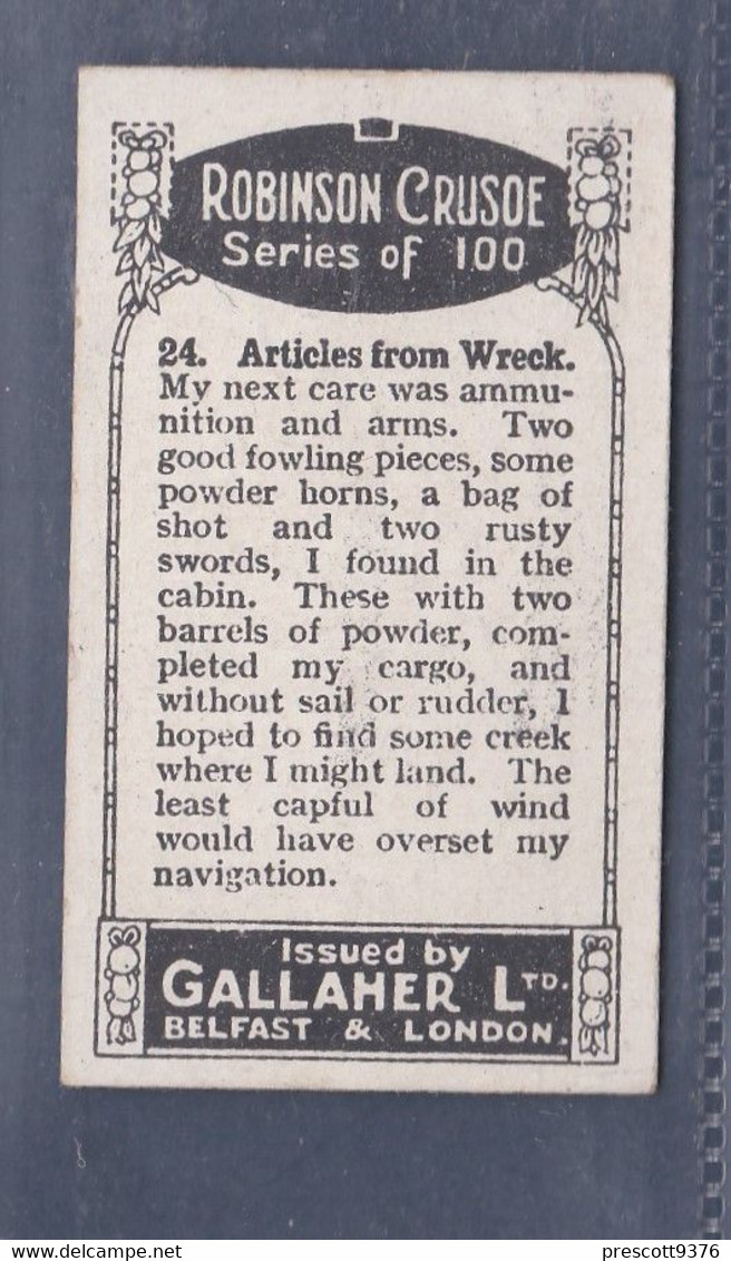 Robinson Crusoe 1928 - 24 Articles From The Wreck - Gallaher Original Cigarette Card. - Gallaher