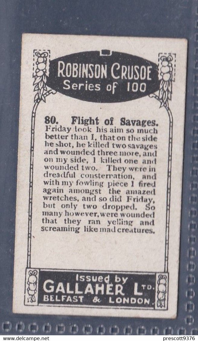 Robinson Crusoe 1928 - 80 Flight Of The Savages  - Gallaher Original Cigarette Card. - Gallaher